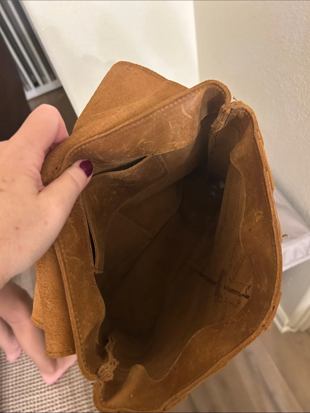 Magnolia Chevron Paneled Tan Leather Backpack